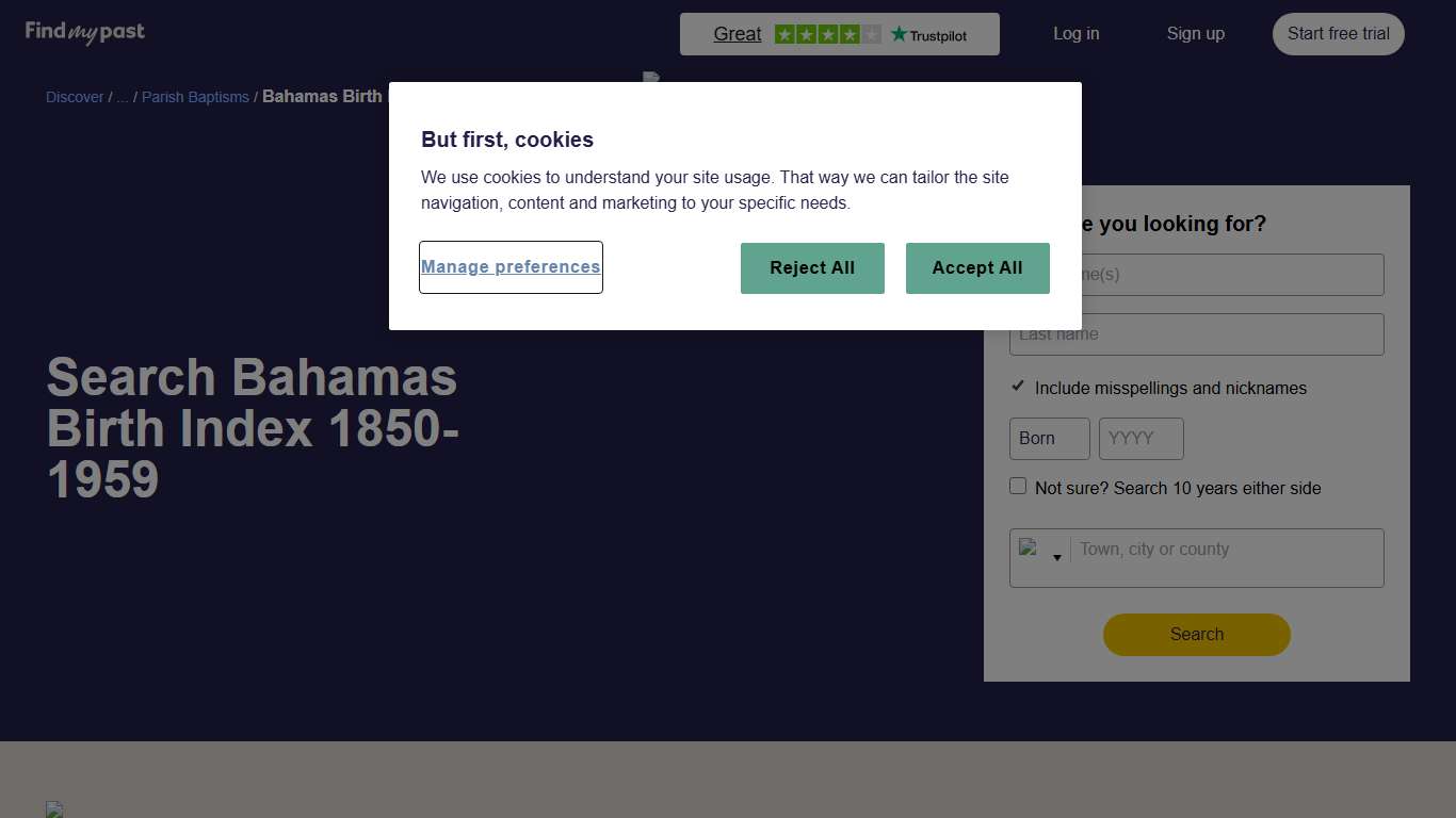 Bahamas Birth Index 1850-1959 | Findmypast.com